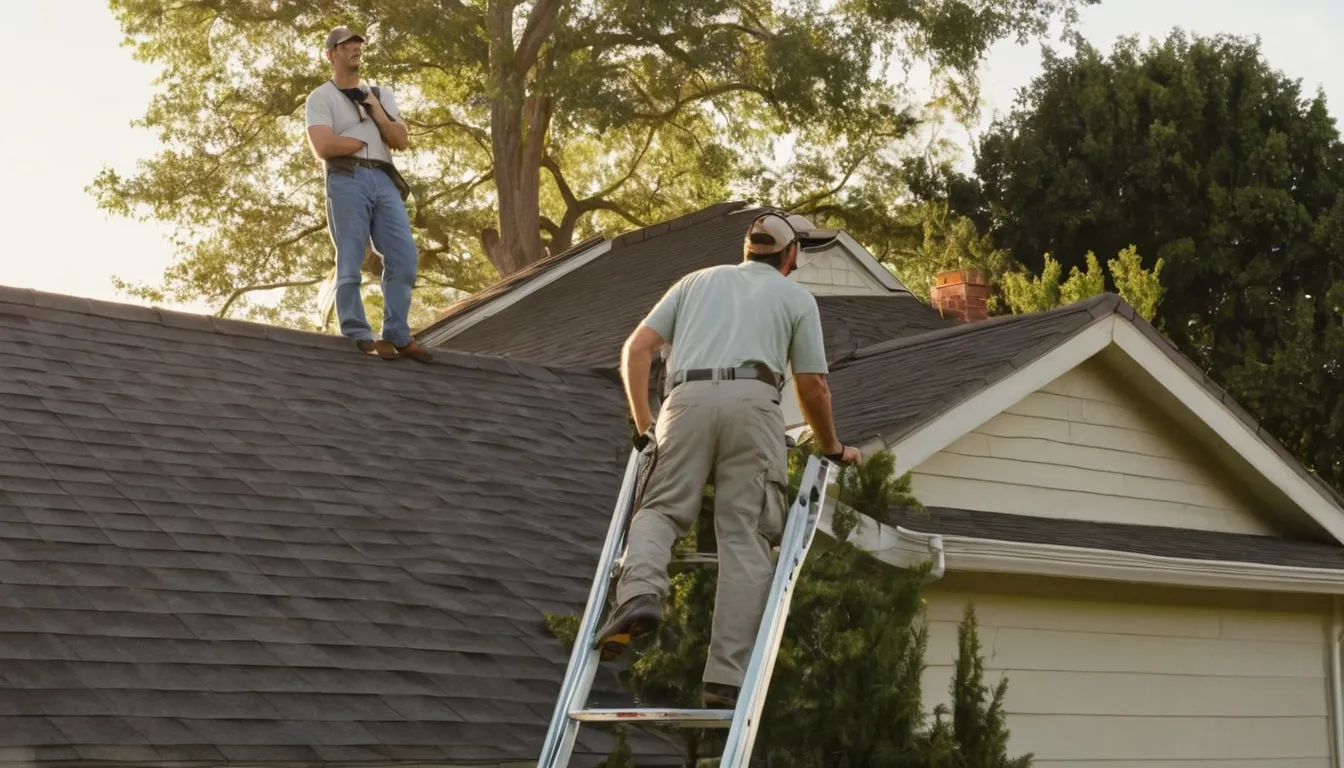 A provider inspecting a home's roofline for wildlife entry points in the Crystal Lake area